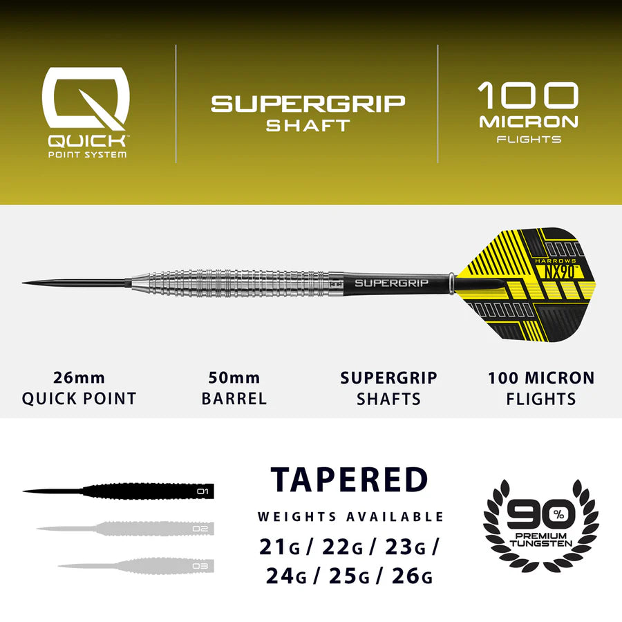 Harrows NX-90 Tapered 90% Tungsten QP Steel Tip Darts - Image 6