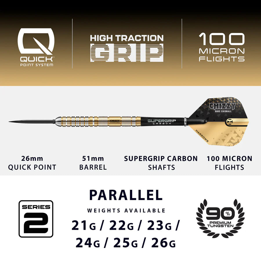 Harrows Dave Chisnall Chizzy Series 2 90% Tungsten QP Steel Tip Darts - Image 4