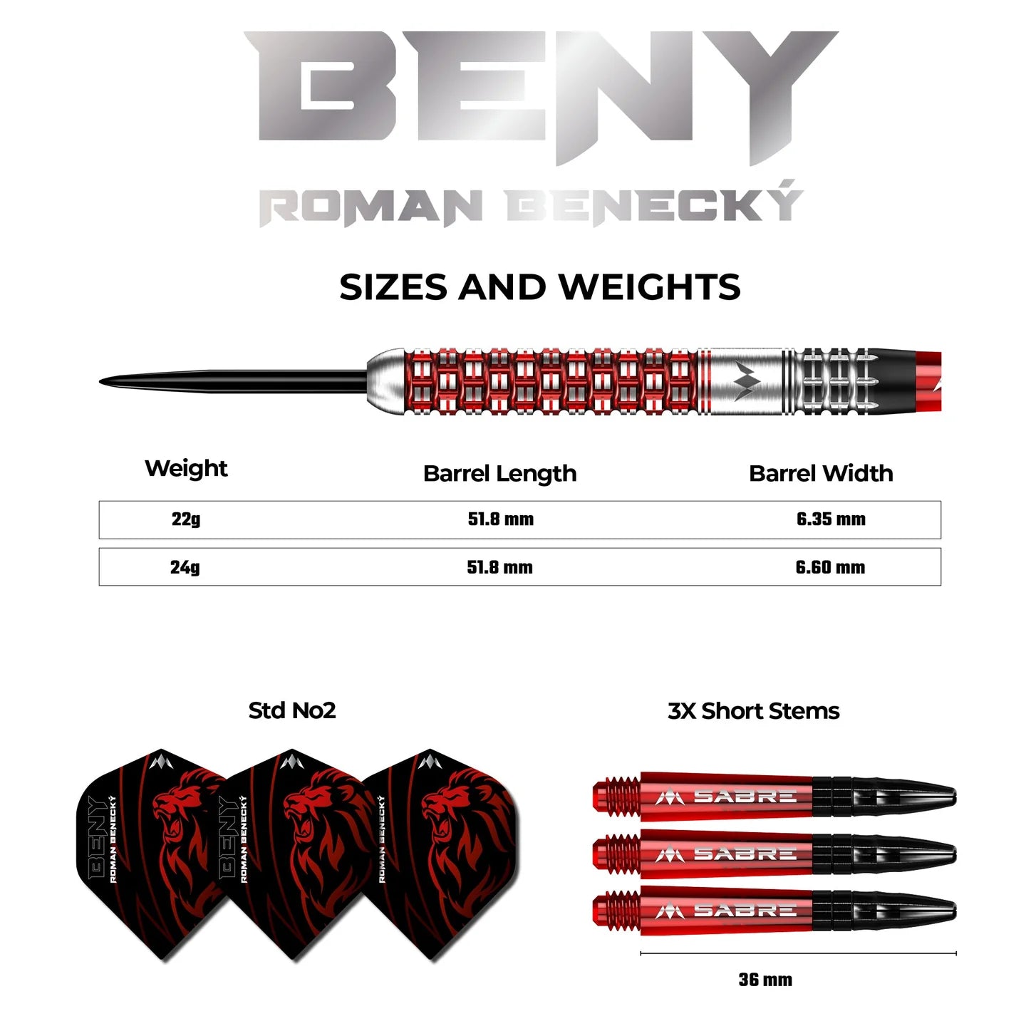 Mission Roman Benecky 90% Tungsten Steel Tip Darts - Image 4
