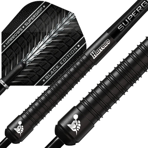 Harrows Super Grip Black 90% Tungsten Steel Tip Darts - Image 2