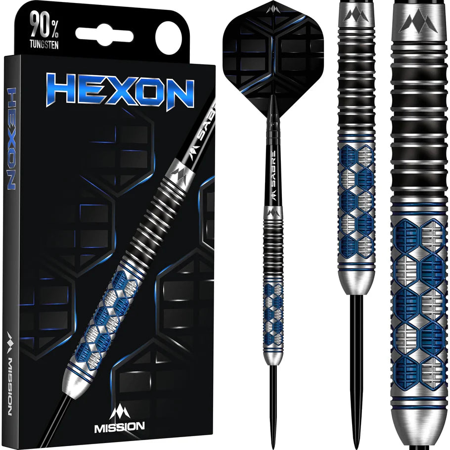 Mission Hexon 90% Tungsten Steel Tip Darts Blue PVD - Image 2