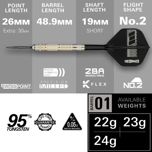 Target Dimitri Van den Bergh 95K Steel Tip Darts - Image 2
