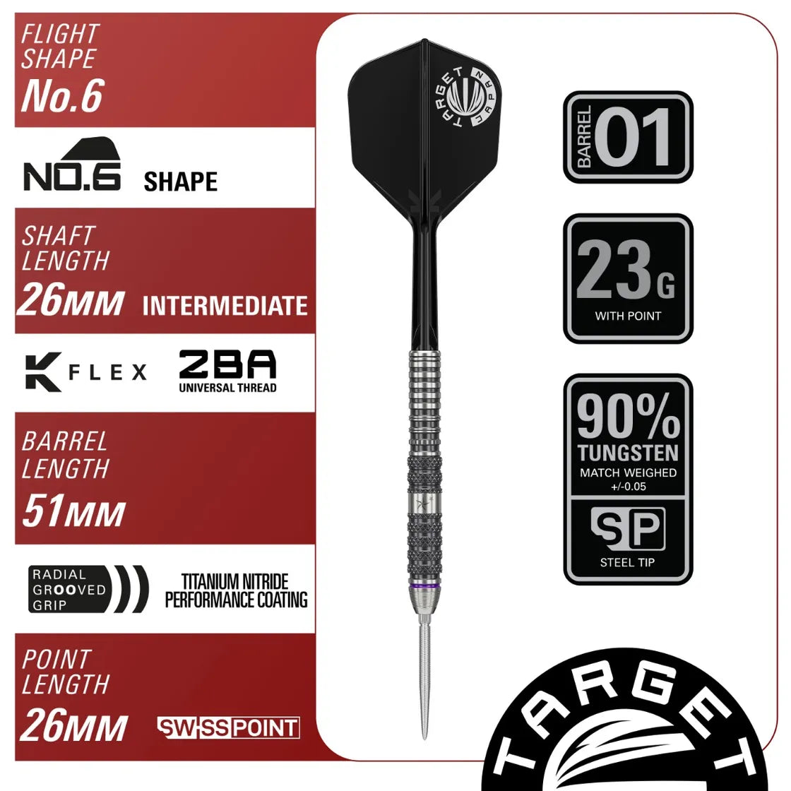 Target Japan Prime Series Sirius G3 SP 90% Tungsten Steel Tip Darts - Image 3